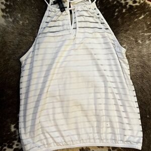 White Striped Halter Top xl